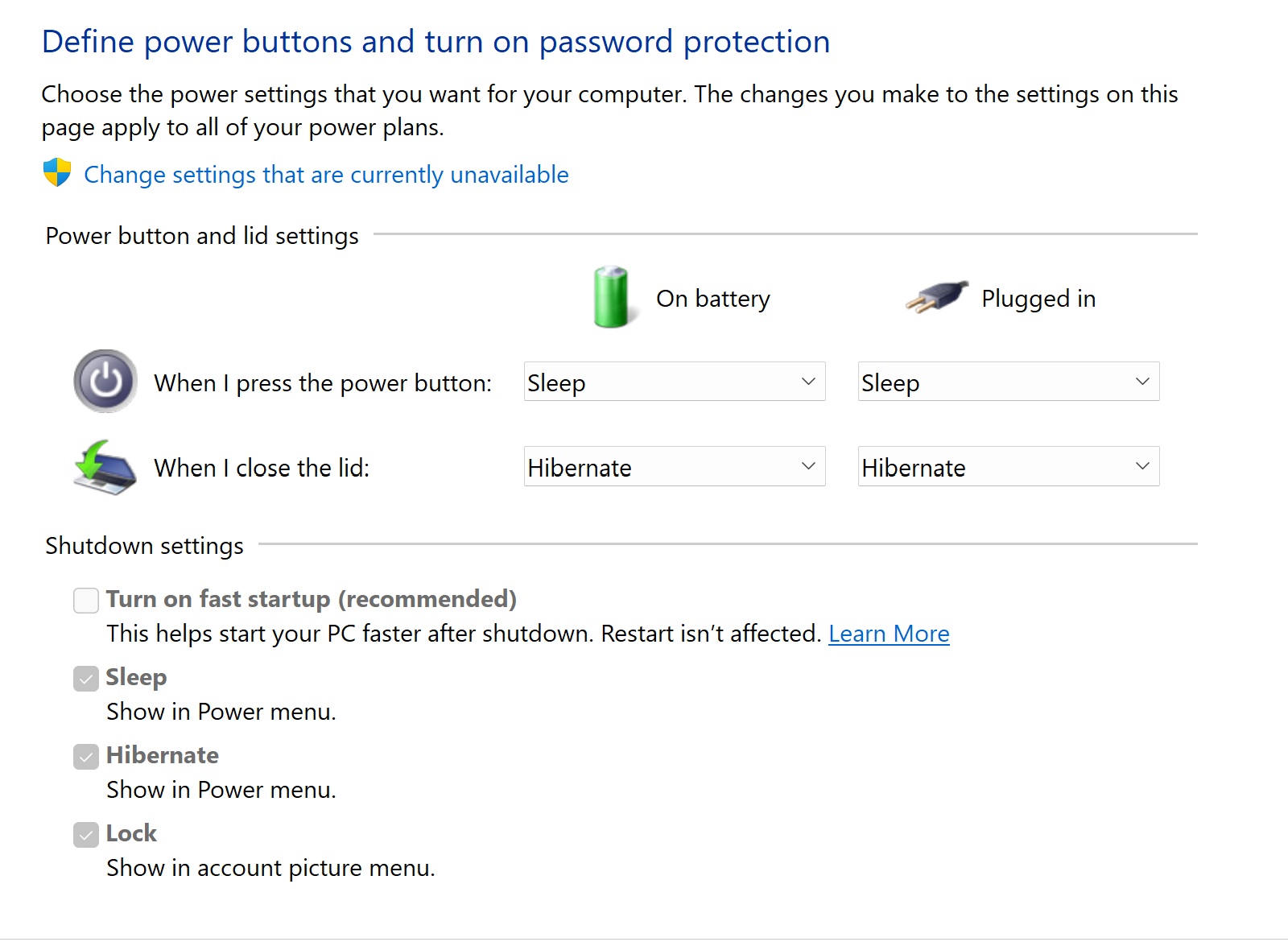 Enable Hibernate on Lid Close